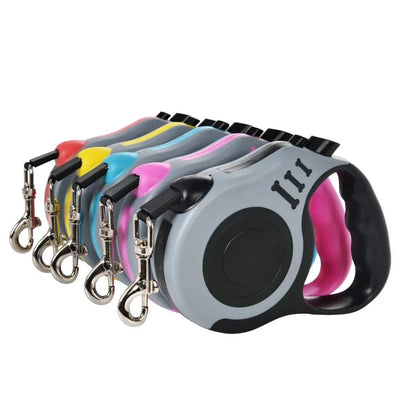 Automatic retractable dog leash in multiple colors for small dogs and cats, nylon lead, 3m-5m length.